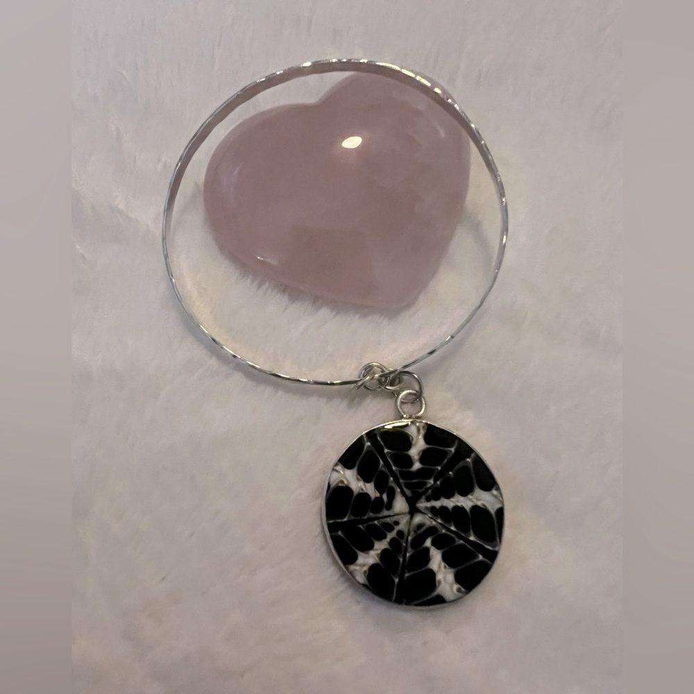 Sterling Troca Shell Hammered Bracelet